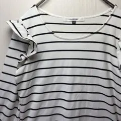 UNRELISH 肩フリルボーダーカットソー 白黒 Mのサムネイル