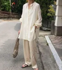 【新品】6 ROKU NEW SATIN PANTS OFF-WHITE 38のサムネイル