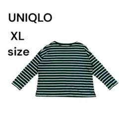 ユニクロ　ロンT トップス　ボーダー　グリーン　レディース　XL LL 2152