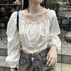 mystic フリルショートブラウス