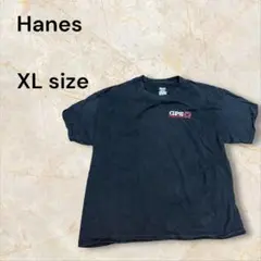 Hanes ヘインズ GPS ロゴ刺繍 オーバーサイズ ブラックTシャツ XL
