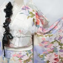 【特価品】ミルクティーベージュくすみカラー振袖単品172cmトールサイズUA38 ミルクティーベージュ人気くすみカラー◇振袖7点セット172cmフルセット