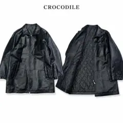 E254 L クロコダイル ラムレザー キルティング レザージャケット メンズ