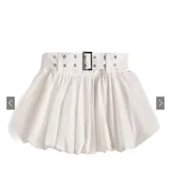 オフホワイト フレアスカート ベルト付き