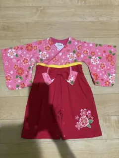 やさしいここち 袴風 ロンパース 70 桜柄