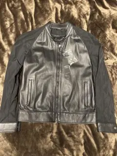 美品 Lバーバリーブラックレーベル シングルライダース ラムレザー