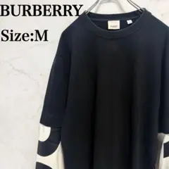 【現行】BURBERRY スウェット　トレーナー　レイヤード風 ブラック Mのサムネイル