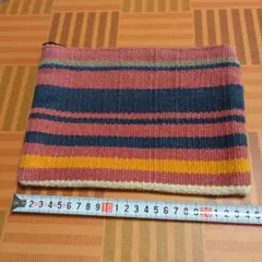 インド製　綿100%ポーチカラフルストライプ小物入れ