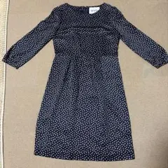 ROPÉ ネイビー・ドット 長袖ワンピース