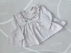 ママラク トップス 80cm ピンク フラワー刺繍 女の子