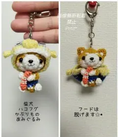かぶりものシリーズ 柴犬⑬ハコフグ×柴犬あみぐるみキーホルダーのサムネイル