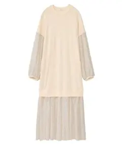 【CLANE】FLOWER LACE MIX ONE PIECE WHITE