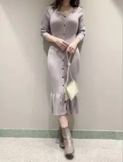 SNIDEL Sustainableフロントボタンニットワンピース