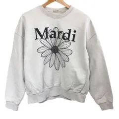 マルディメクルディ トレーナー スウェット プリントロゴ 花柄 ライトグレー