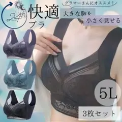 ナイトブラ シームレス 5L 美胸 3枚 ノンワイヤー レース 4XL 大きめ