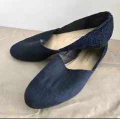 ジェリービーンズ フラットパンプス ネイビー ローヒール 24.5cm