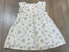 再値下げ！BeBe ベベ　花柄ノースリーブワンピース（ホワイト）　美品　90