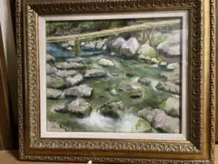 風景画 油彩 金色フレーム付き　F8