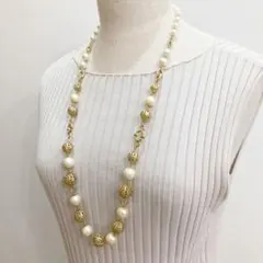 フェイクパール ロング ネックレス