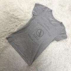 AIGLEエーグル【M相当】半袖Tシャツ ロゴプリント グレー レディース