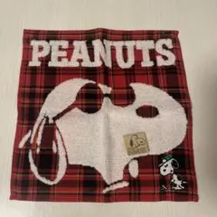 PEANUTS タオルハンカチ チェック柄 スヌーピー