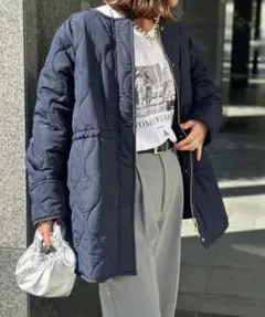 エマテイラー Emma Taylor ミリタリーキルティングドロストハーフコート