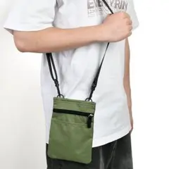 スマホポーチ スマホバッグ 帆布 ポシェット ショルダー グリーン