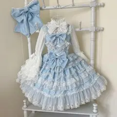 ロリータ 甘ロリ ジャンスカ ワンピース 水色 コンカフェ ゴスロリ