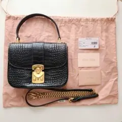 MIUMIU チェーンショルダーバッグ 5BD150 2WAY クロコ