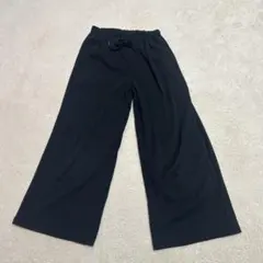 黒 ストライプ ワイドパンツGU