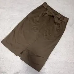 【極美品】グリーンレーベルリラクシング(36)タイト ひざ丈スカート カーキ