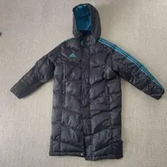 adidas フード付きダウンジャケット J 160 黒/青