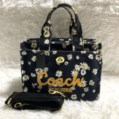 美品　現行　コーチ　ショルダーバッグ　カーゴ トート 26・フローラル プリント