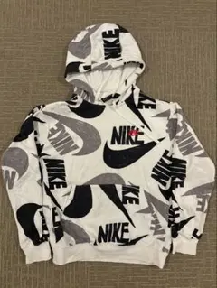 Nike ロゴプリント パーカー 黒白グレー