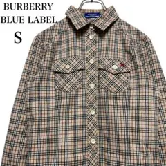 BURBERRY バーバリーブルーレーベル ノバチェックシャツ 刺繍ロゴ S