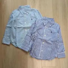 ポロラルフローレン 100 長袖シャツ 2枚 ストライプ チェック