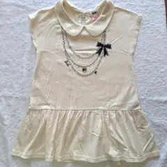 Barbie ノースリーブTシャツ ネックレス柄　クリーム色　150cm