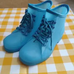 長靴　水色　ブルー　ゴム製　ブーツ　レインシューズ　レインブーツ