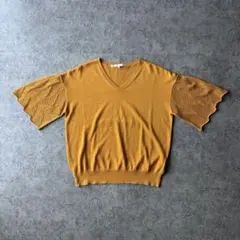 自由区 春夏 レースパターンニット オレンジ カジュアル 上品 オンワード樫山のサムネイル