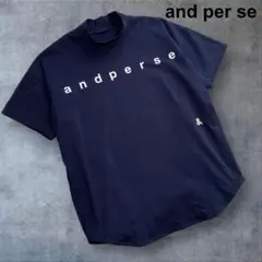 美品！　and per se　モックネックシャツ　NAVY　L