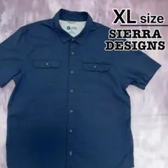 SIERRA DESIGNS　アウトドアシャツ　XL　半袖　ネイビー　無地　古着のサムネイル