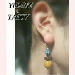 stcat風 大振り　ピンクベージュカボション②♡ピアス/イヤリング