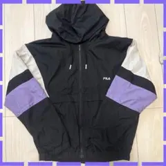 FILA 裏起毛フード付きジャケットMサイズ 黒/白/紫
