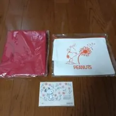 スヌーピー 赤 トートバッグとポーチ、あぶらとり紙セット