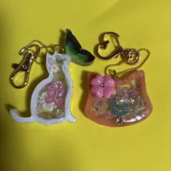 レジン猫シャカシャカキーホルダー ハンドメイド