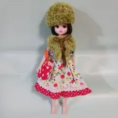 リカちゃん 着せ替え服 いちご柄ドレスと帽子　ハンドメイド　4点セット