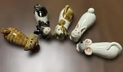 動物デザインの陶器製箸置き8個セット