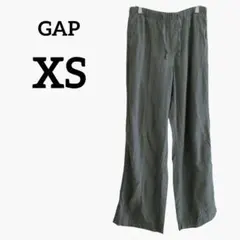 GAP ギャップ 【XS】 ワイドパンツ リネン 無地 シンプル グリーン