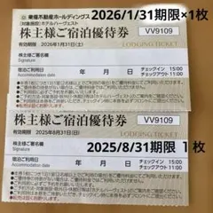 東急不動産 株主宿泊優待券 東急ハーヴェスト　2枚＊期限8月と来年1月