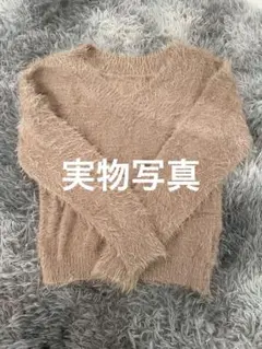 【NICE CLAUP】Vネック 長袖 セーター　薄ピンク